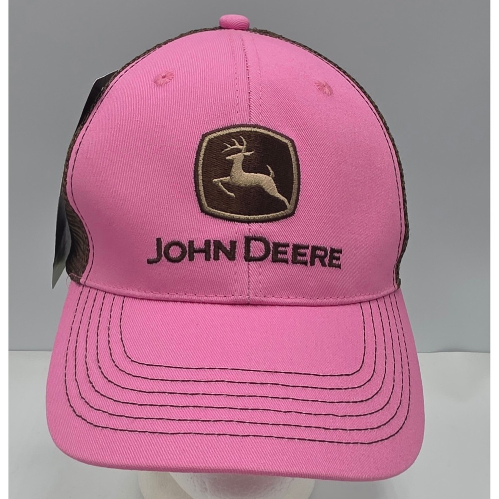 John Deere Pimk Trucker Hat Black Mesh Snapback Cap Cary Francis Group NWT